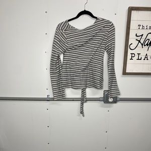 Grey and white striped shirt